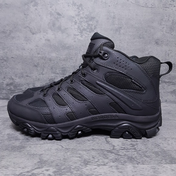 MERRELL Moab 3 Mid Tactical Waterproof Boots Mens 11.5‎ Triple Black J003911